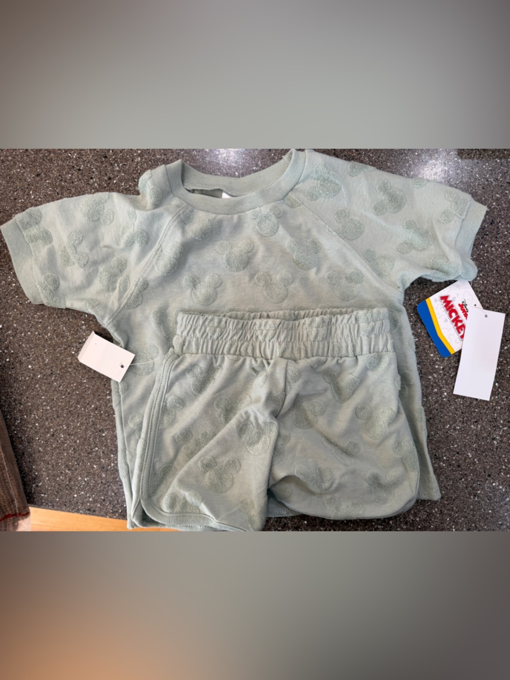 Disney Kids Mint Green Terry Sweatshirt & Shorts Set
